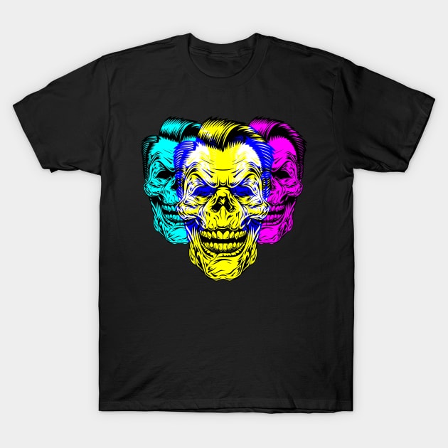 Tri-Portrait Skull - DS6 T-Shirt by SimSang